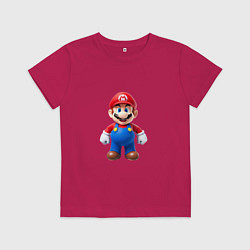 Футболка хлопковая детская Супер марио - король грибного королевства, цвет: маджента