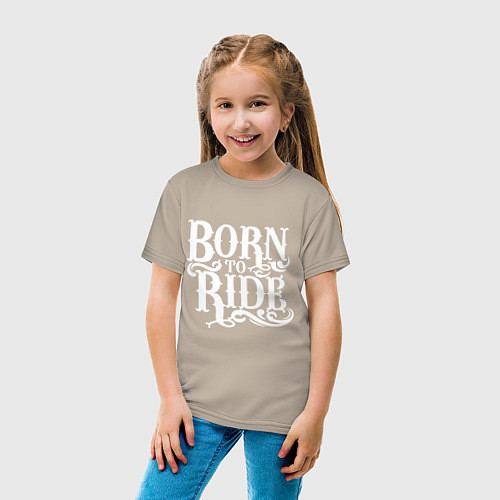 Детская футболка Born to ride - рожденный ездить / Миндальный – фото 4