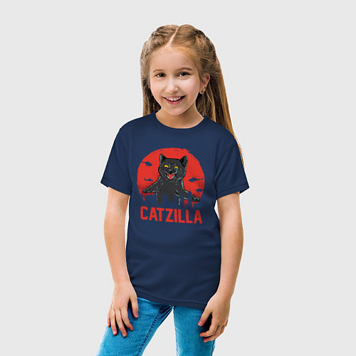 Детская футболка Catzilla / Тёмно-синий – фото 4