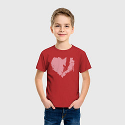 Футболка хлопковая детская Сердце перья, цвет: красный — фото 2