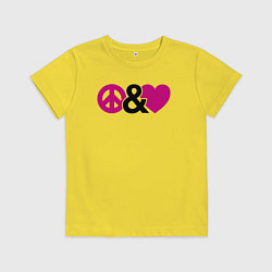 Футболка хлопковая детская Peace and love, цвет: желтый