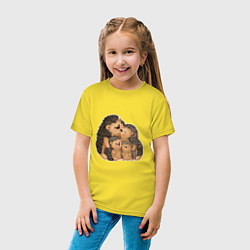 Футболка хлопковая детская Семейство ёжиков, цвет: желтый — фото 2