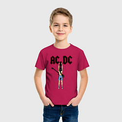 Футболка хлопковая детская Angus Young, цвет: маджента — фото 2