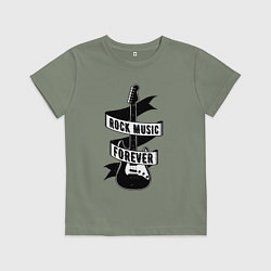 Футболка хлопковая детская Рок - навсегда, цвет: авокадо