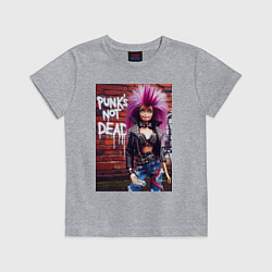Футболка хлопковая детская Punks not dead - cool Barbie ai art, цвет: меланж