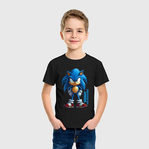 Детская футболка Sonic - poster style / Черный – фото 3