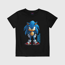 Футболка хлопковая детская Sonic - poster style, цвет: черный