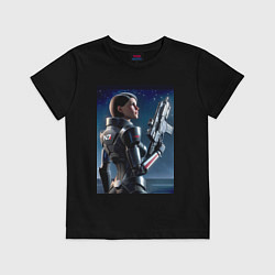 Футболка хлопковая детская Mass effect - character ai art, цвет: черный