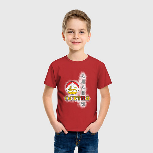 Детская футболка Алания Осетия и герб / Красный – фото 3