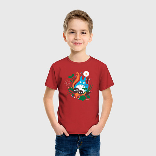 Детская футболка Тоторо с одуванчиком / Красный – фото 3
