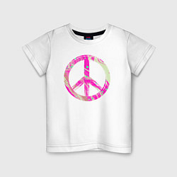 Футболка хлопковая детская Pink peace, цвет: белый