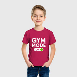 Футболка хлопковая детская Gym mode on, цвет: маджента — фото 2
