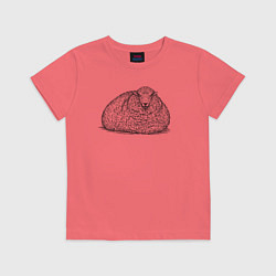 Футболка хлопковая детская Овца лежит, цвет: коралловый