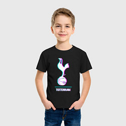 Футболка хлопковая детская Tottenham FC в стиле glitch, цвет: черный — фото 2