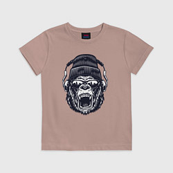 Футболка хлопковая детская Music gorilla, цвет: пыльно-розовый