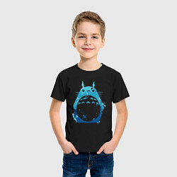Футболка хлопковая детская Blue Totoro, цвет: черный — фото 2