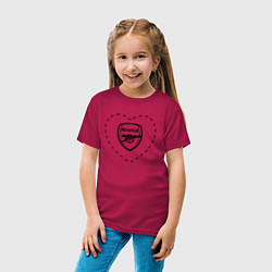 Футболка хлопковая детская Лого Arsenal в сердечке, цвет: маджента — фото 2