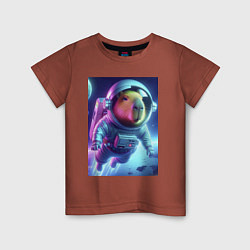 Детская футболка Полёт капибары в космосе - неон