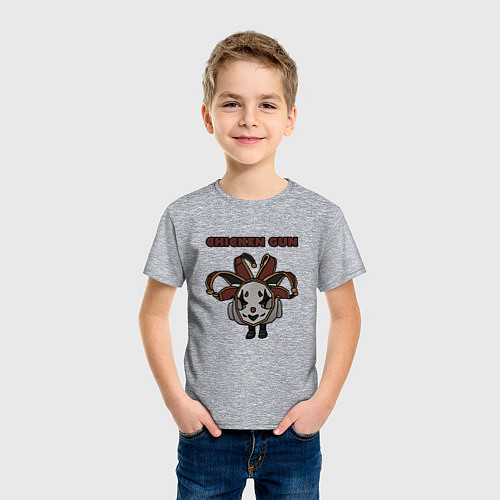 Детская футболка Chicken gun clown / Меланж – фото 3