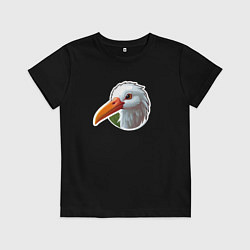 Футболка хлопковая детская Голова чено белого аиста, цвет: черный