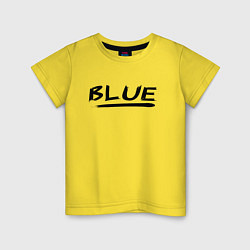 Футболка хлопковая детская Слово blue в чёрном, цвет: желтый