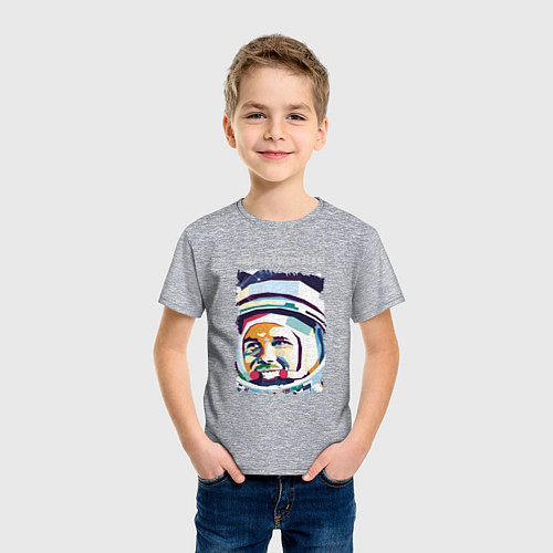 Детская футболка Юрий Гагарин - Задача выполнена / Меланж – фото 3