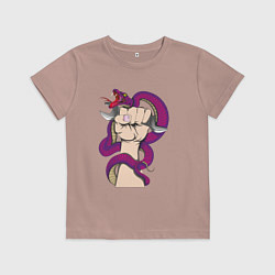 Футболка хлопковая детская Кобра вьется вокруг руки механика, цвет: пыльно-розовый