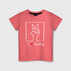 Футболка хлопковая детская I love bunny, цвет: коралловый