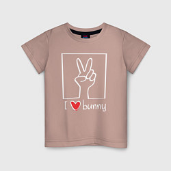 Футболка хлопковая детская I love bunny, цвет: пыльно-розовый