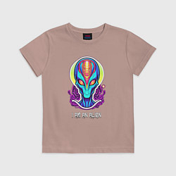 Футболка хлопковая детская I am an alien, цвет: пыльно-розовый