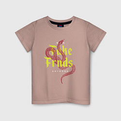Футболка хлопковая детская No fake friends anymore, цвет: пыльно-розовый