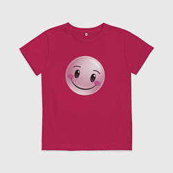 Футболка хлопковая детская Розовый смайлик, цвет: маджента