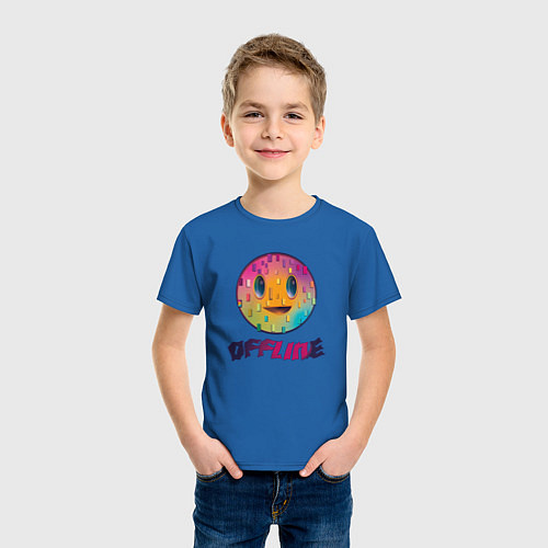 Детская футболка Offline улыбка смайла / Синий – фото 3