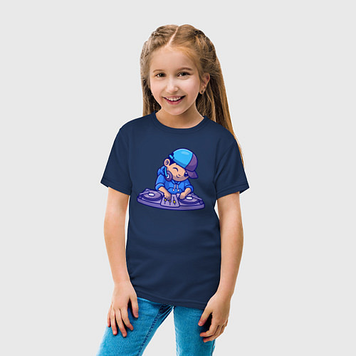 Детская футболка Little dj / Тёмно-синий – фото 4