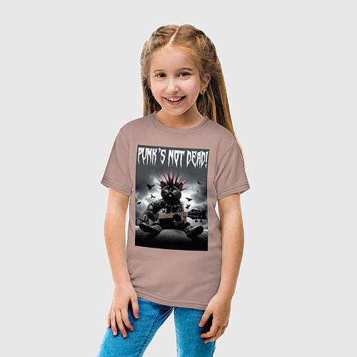 Детская футболка Cool kitten - punks not dead / Пыльно-розовый – фото 4