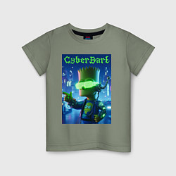 Футболка хлопковая детская Cyber Bart - neon glow ai art, цвет: авокадо