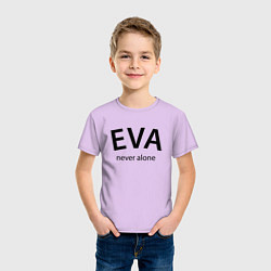 Футболка хлопковая детская Eva never alone - motto, цвет: лаванда — фото 2