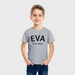 Футболка хлопковая детская Eva never alone - motto, цвет: меланж — фото 2