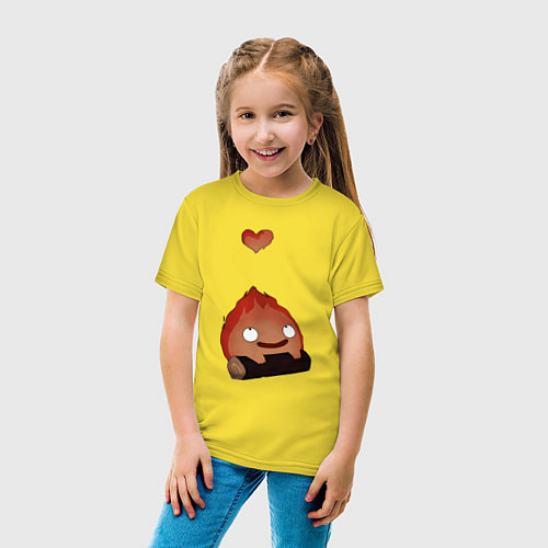 Детская футболка Кальцифер сердце / Желтый – фото 4
