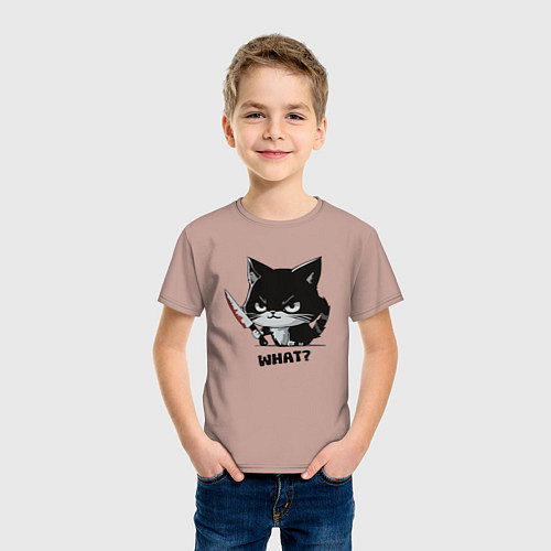 Детская футболка What cat murderous / Пыльно-розовый – фото 3