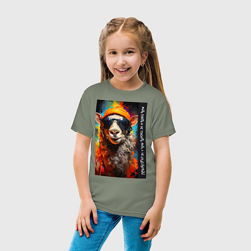 Детская футболка Лама хиппи: жить гореть и не угаснуть, жить а не с / Авокадо – фото 4