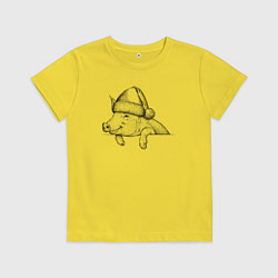 Футболка хлопковая детская Новогодняя хрюшка, цвет: желтый