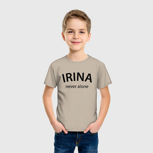 Детская футболка Irina never alone - motto / Миндальный – фото 3