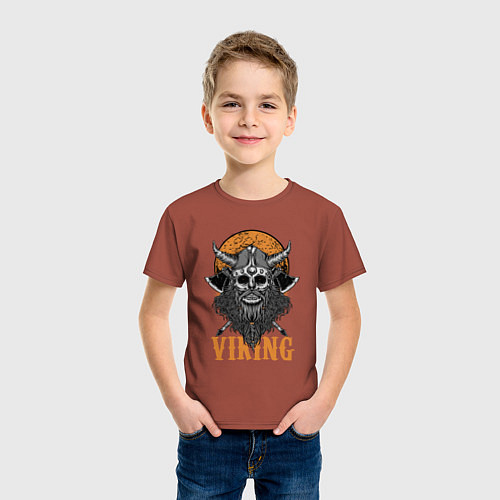 Детская футболка Викинг с топорами / Кирпичный – фото 3