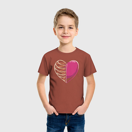Детская футболка Сердце в груди / Кирпичный – фото 3