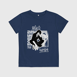 Футболка хлопковая детская Поднятие уровня в одиночку Граффити, цвет: тёмно-синий