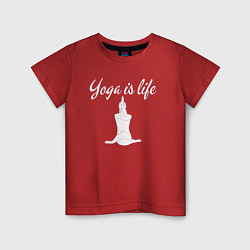 Футболка хлопковая детская Yoga is life, цвет: красный