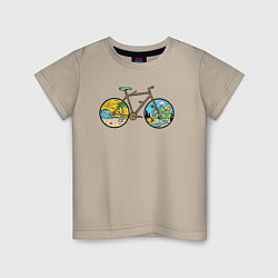 Футболка хлопковая детская Nature bike, цвет: миндальный
