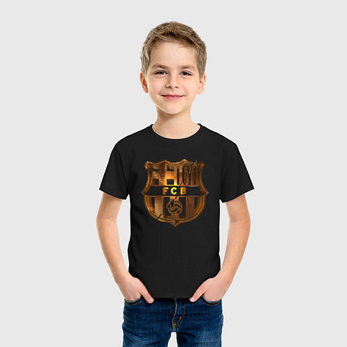 Детская футболка Фк Барселона 3D gold / Черный – фото 3