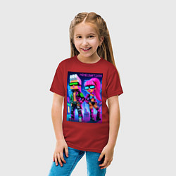 Футболка хлопковая детская Barbie and Ken - Minecraft 2099 ai art collaborati, цвет: красный — фото 2